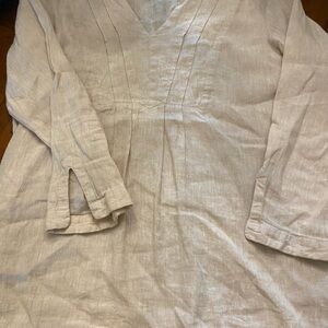 Vineyard Vines Oatmeal Pleated Tunic Top Size Medium